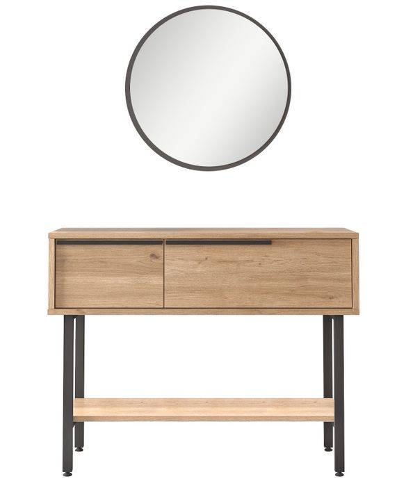 Console fixe avec miroir bois et rotin Zenax 160 cm - Photo n°1