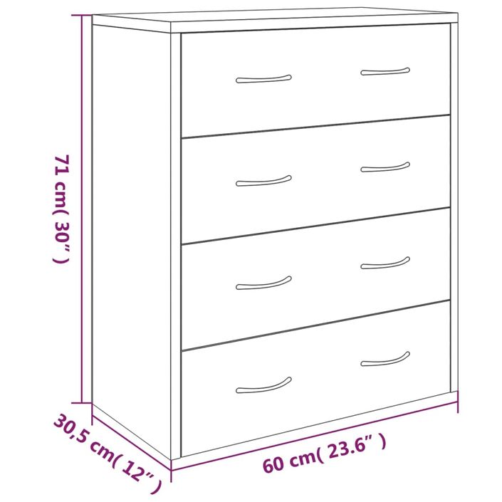Commode 4 tiroirs Chikee 60 cm - Bois d'ingénierie - Photo n°8