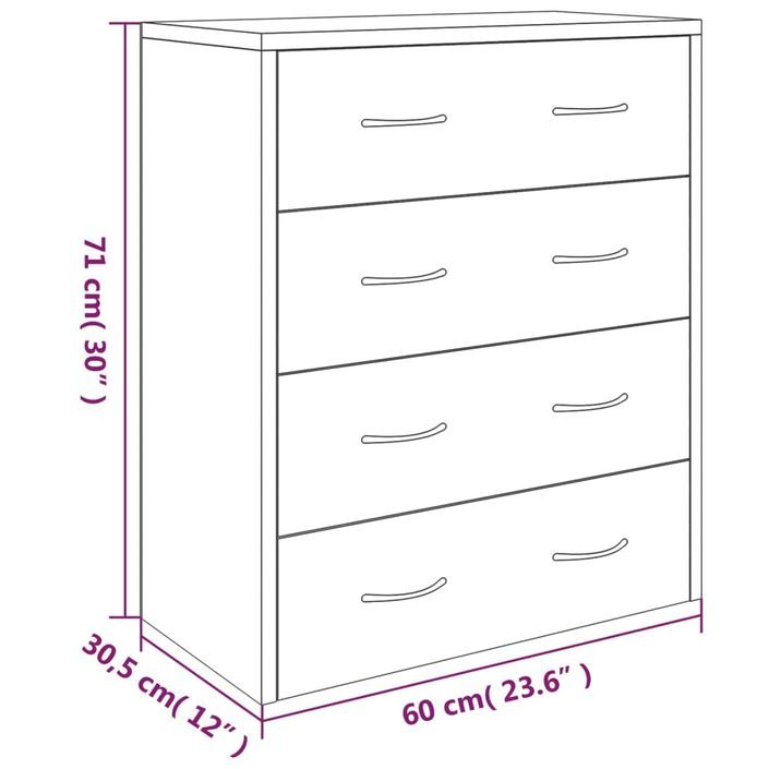 Commode 4 tiroirs Chikee L 60 x H 71 cm - Bois d'ingénierie - Photo n°8