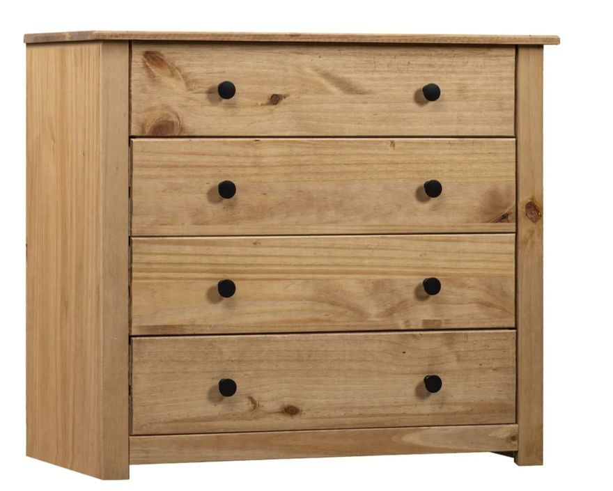 Commode 4 tiroirs en bois de pin massif Autika 80 cm – Élégance rustique et praticité - Photo n°7