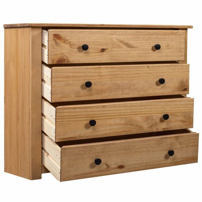 Commode 4 tiroirs en bois de pin massif Autika 80 cm – Élégance rustique et praticité - Photo n°4