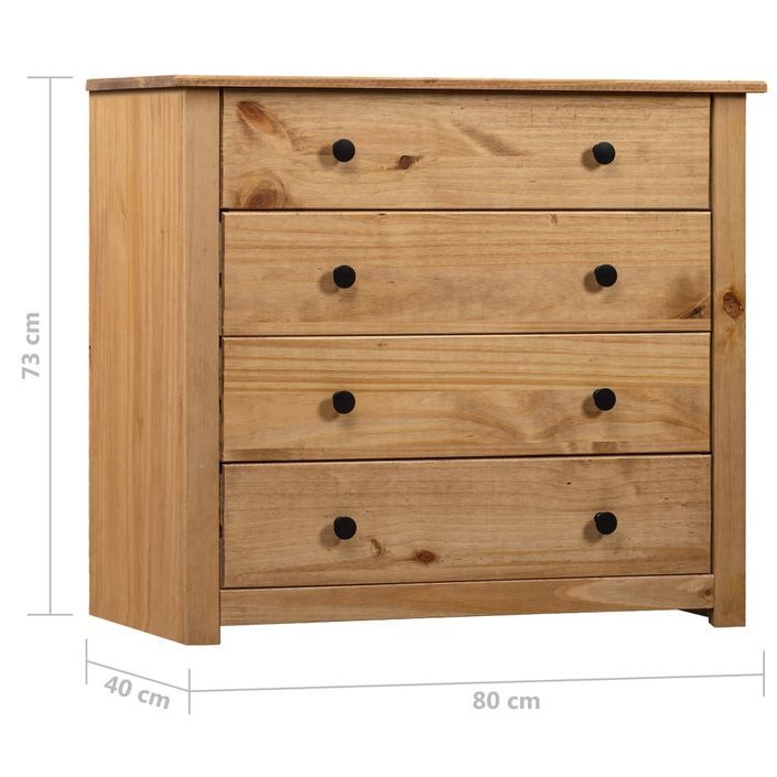 Commode 4 tiroirs en bois de pin massif Autika 80 cm – Élégance rustique et praticité - Photo n°6