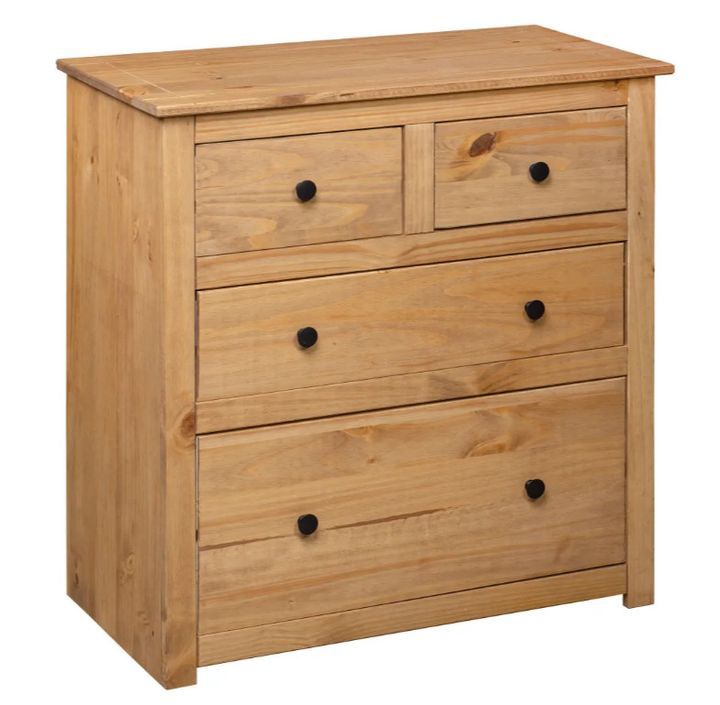 Commode 4 tiroirs en bois de pin massif Autika 80 cm – Élégance rustique et praticité - Photo n°4