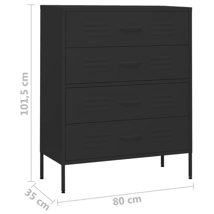 Commode 4 tiroirs Klako 80 cm - Acier mat - Photo n°9