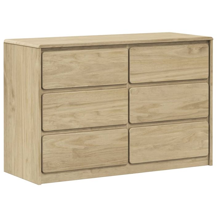 Commode 6 tiroirs en bois de pin couleur chêne 111 cm - Élégance et fonctionnalité pour votre intérieur - Photo n°3