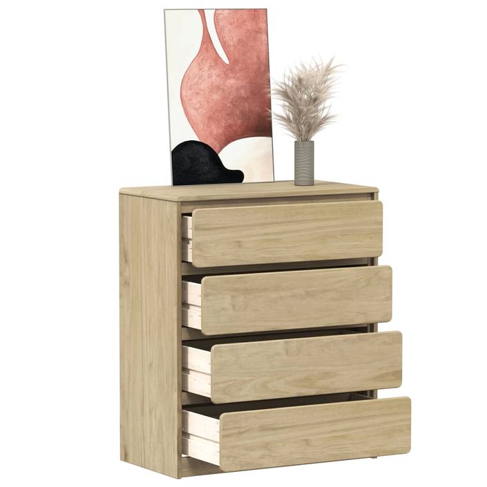Commode 4 tiroirs en bois de pin couleur chêne 77 cm - Élégance pour votre intérieur - Photo n°2
