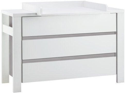 Commode à langer large 3 tiroirs pin gris et blanc Milano - Photo n°1