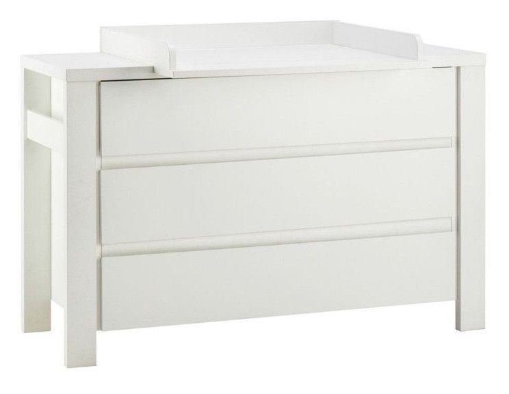 Commode avec plan à langer 3 tiroirs laqué blanc Milano White 139 cm - Photo n°1