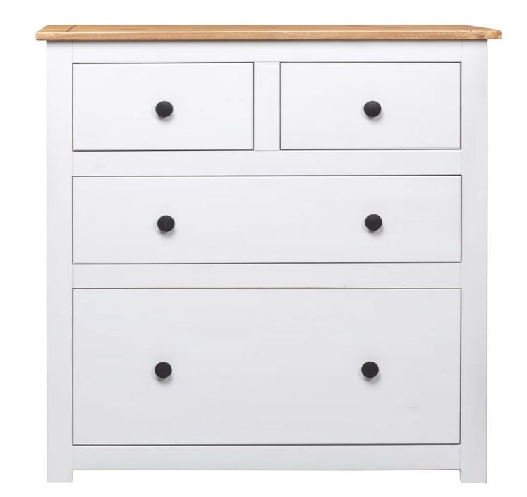 Commode bois de pin massif 2 grands et 2 petits tiroirs Autika 80 cm – Élégance rustique et praticité - Photo n°3