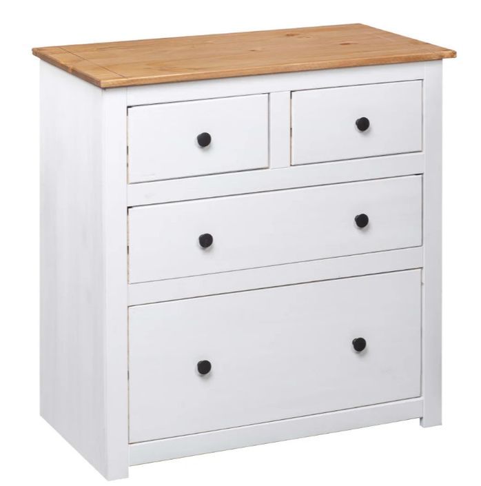 Commode bois de pin massif 2 grands et 2 petits tiroirs Autika 80 cm – Élégance rustique et praticité - Photo n°4