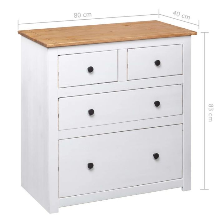 Commode bois de pin massif 2 grands et 2 petits tiroirs Autika 80 cm – Élégance rustique et praticité - Photo n°7