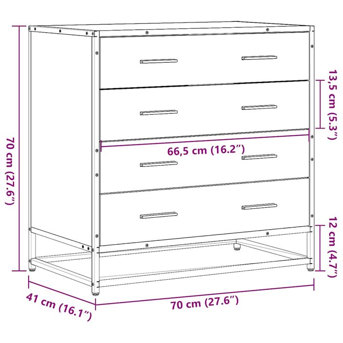 Commode chêne fumé 70x41x70 cm bois d'ingénierie - Photo n°10