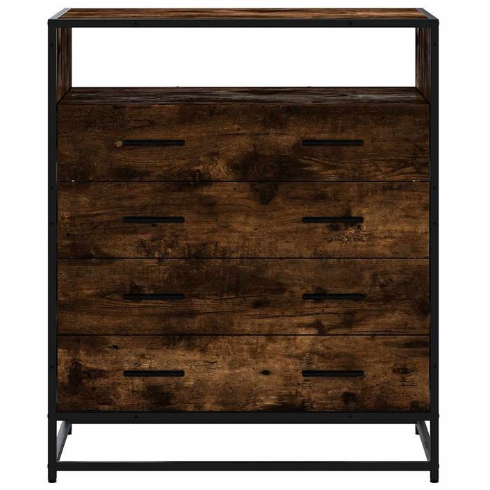 Commode chêne fumé 70x41x70 cm bois d'ingénierie - Photo n°4