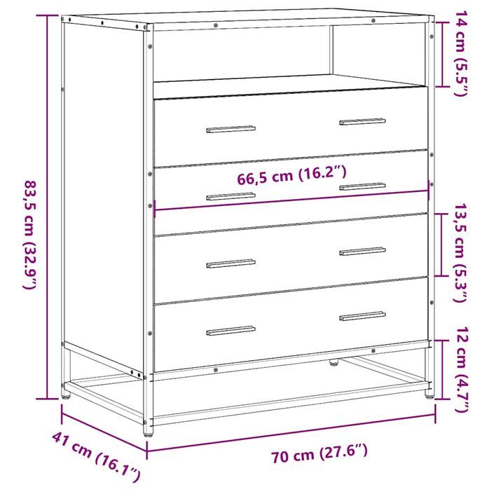 Commode chêne fumé 70x41x70 cm bois d'ingénierie - Photo n°10