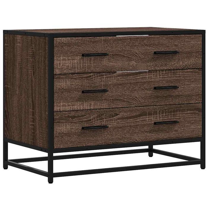 Commode chêne marron 70x41x56 cm bois d'ingénierie - Photo n°2