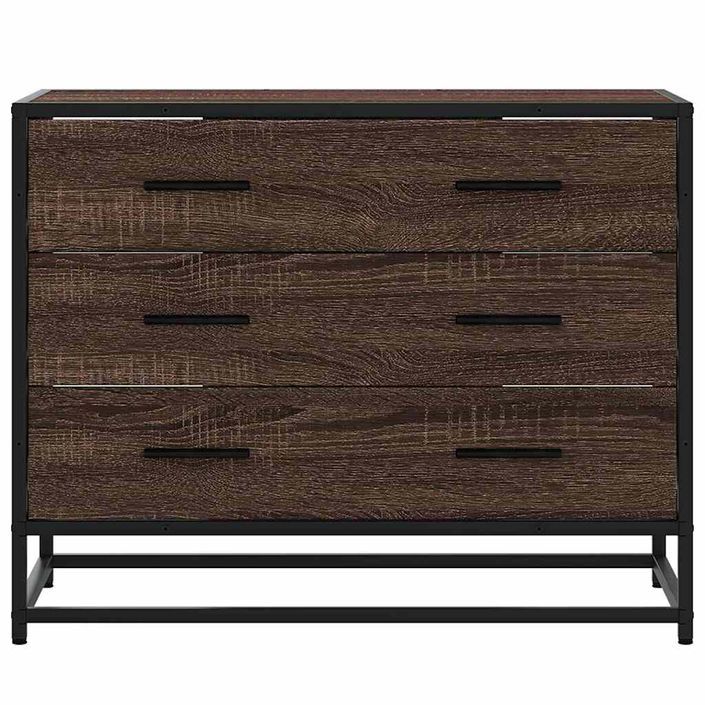 Commode chêne marron 70x41x56 cm bois d'ingénierie - Photo n°4