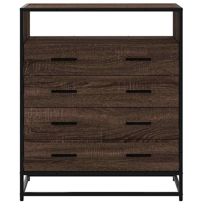 Commode chêne marron 70x41x70 cm bois d'ingénierie - Photo n°4