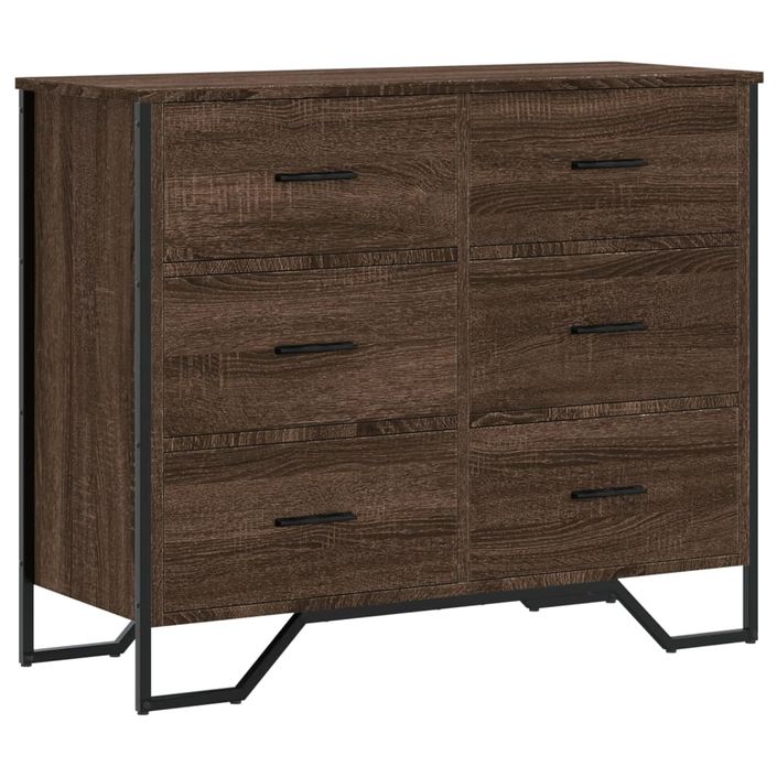 Commode chêne marron 91x35,5x74,5 cm bois d'ingénierie - Photo n°2