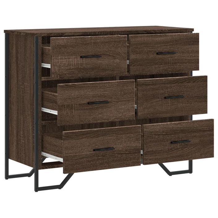 Commode chêne marron 91x35,5x74,5 cm bois d'ingénierie - Photo n°7