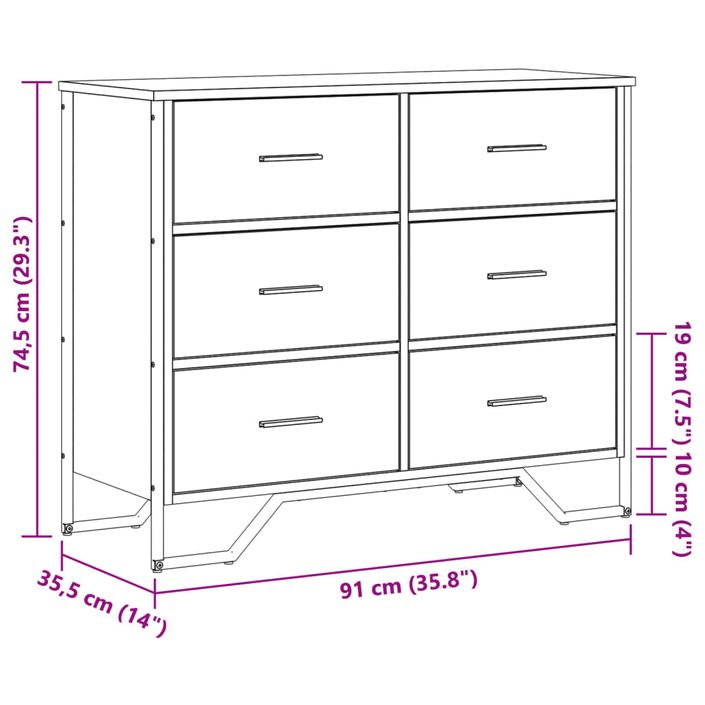 Commode chêne marron 91x35,5x74,5 cm bois d'ingénierie - Photo n°10