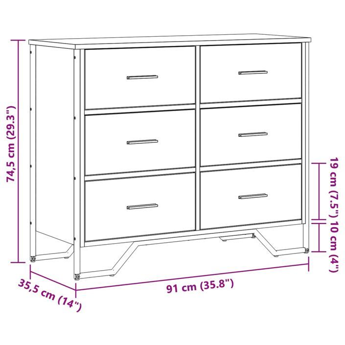 Commode chêne sonoma 91x35,5x74,5 cm bois d'ingénierie - Photo n°10