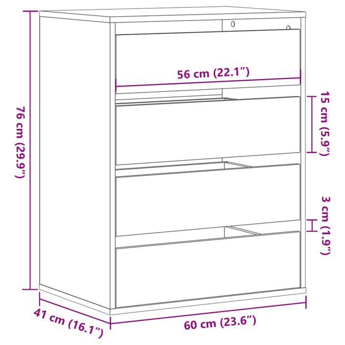 Commode d'angle blanc 60x41x76 cm bois d'ingénierie - Photo n°10