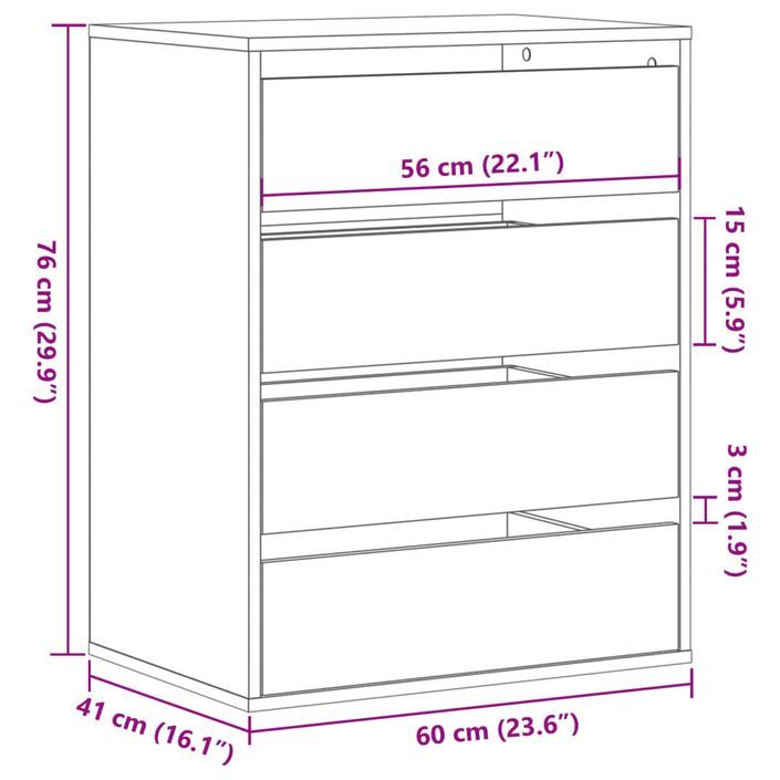 Commode d'angle chêne artisanal 60x41x76 cm bois d'ingénierie - Photo n°10