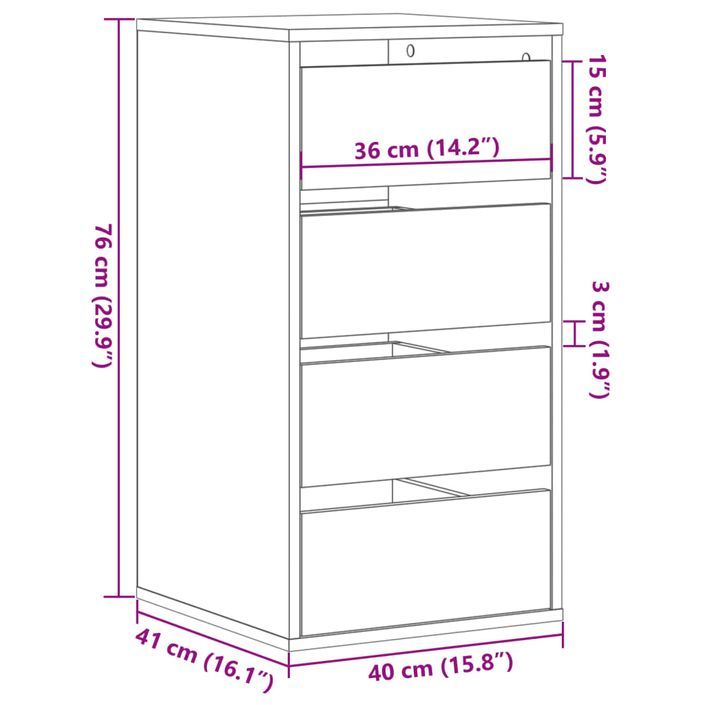 Commode d'angle chêne marron 40x41x76 cm bois d'ingénierie - Photo n°10