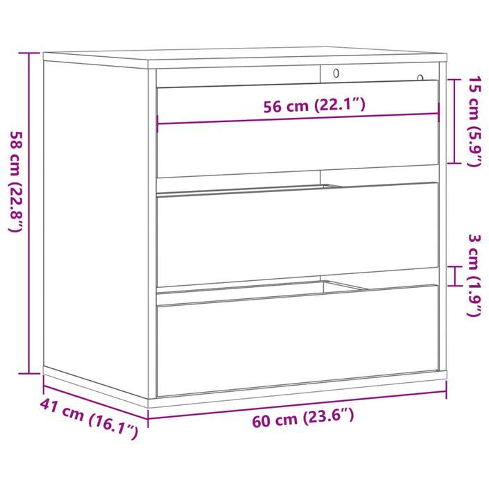 Commode d'angle chêne marron 60x41x58 cm bois d'ingénierie - Photo n°10