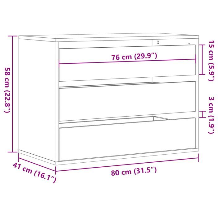 Commode d'angle chêne marron 80x41x58 cm bois d'ingénierie - Photo n°10