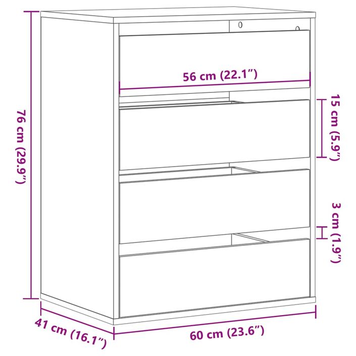 Commode d'angle chêne sonoma 60x41x76 cm bois d'ingénierie - Photo n°10