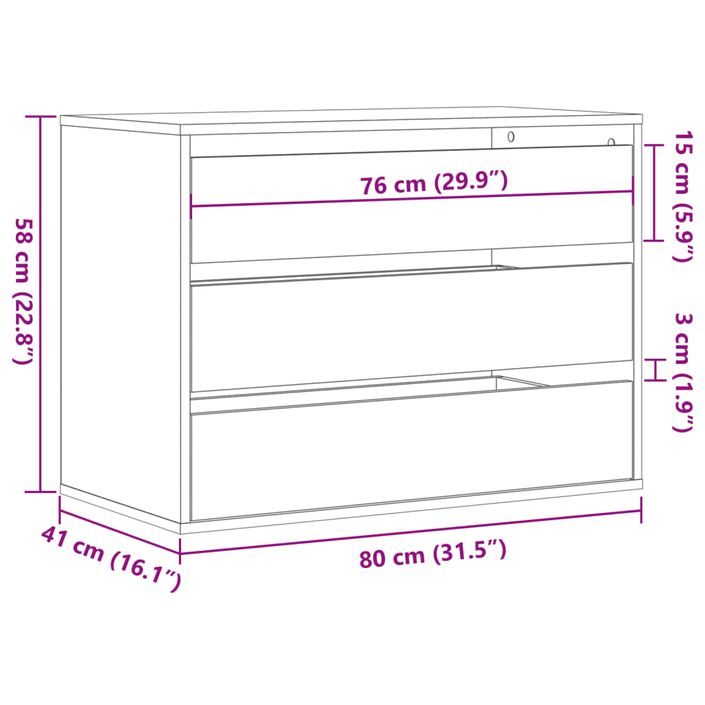 Commode d'angle chêne sonoma 80x41x58 cm bois d'ingénierie - Photo n°10