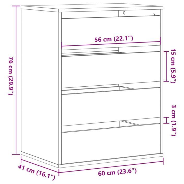 Commode d'angle noir 60x41x76 cm bois d'ingénierie - Photo n°10