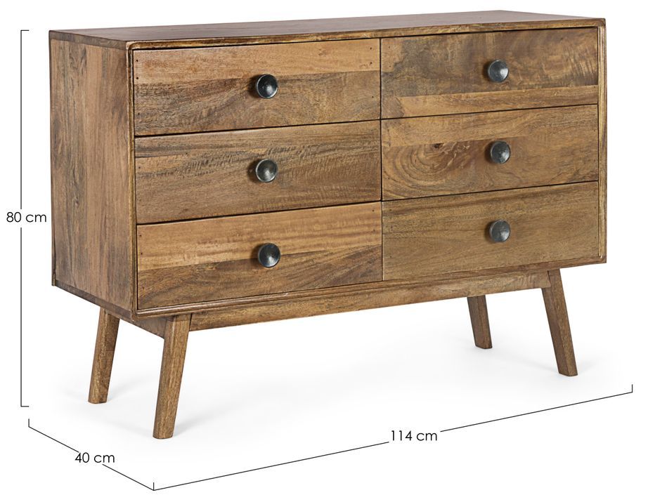 Commode en bois de manguier 6 tiroirs Sylvie L 114 cm - Photo n°3