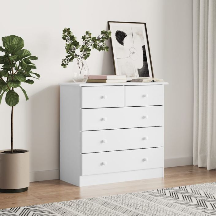 Commode en bois massif 5 tiroirs Malona 77 cm – Collection intemporelle - Photo n°2