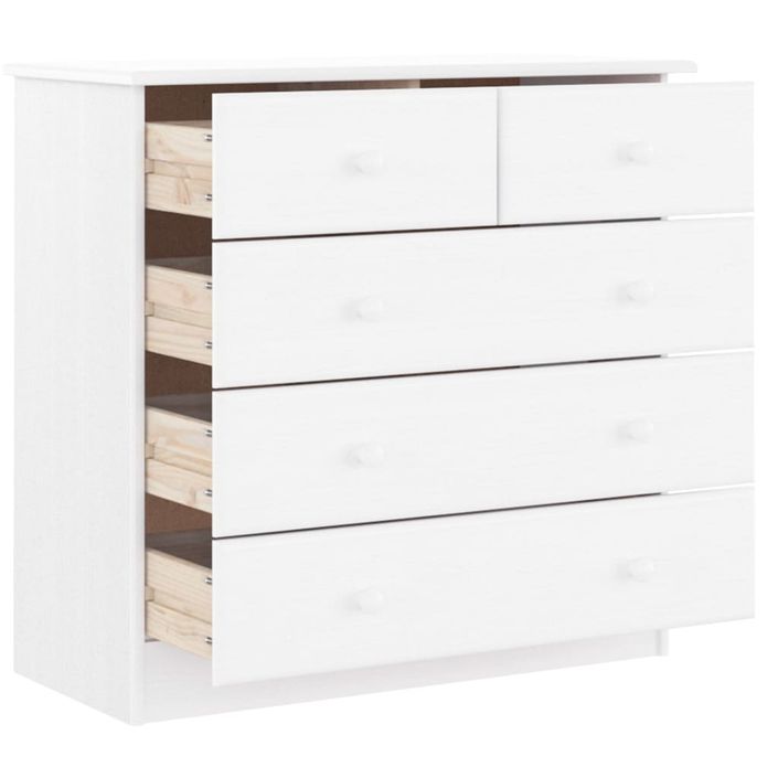 Commode en bois massif 5 tiroirs Malona 77 cm – Collection intemporelle - Photo n°3