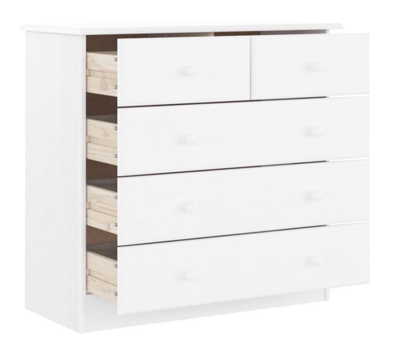 Commode en bois massif 5 tiroirs Malona 77 cm – Collection intemporelle - Photo n°10