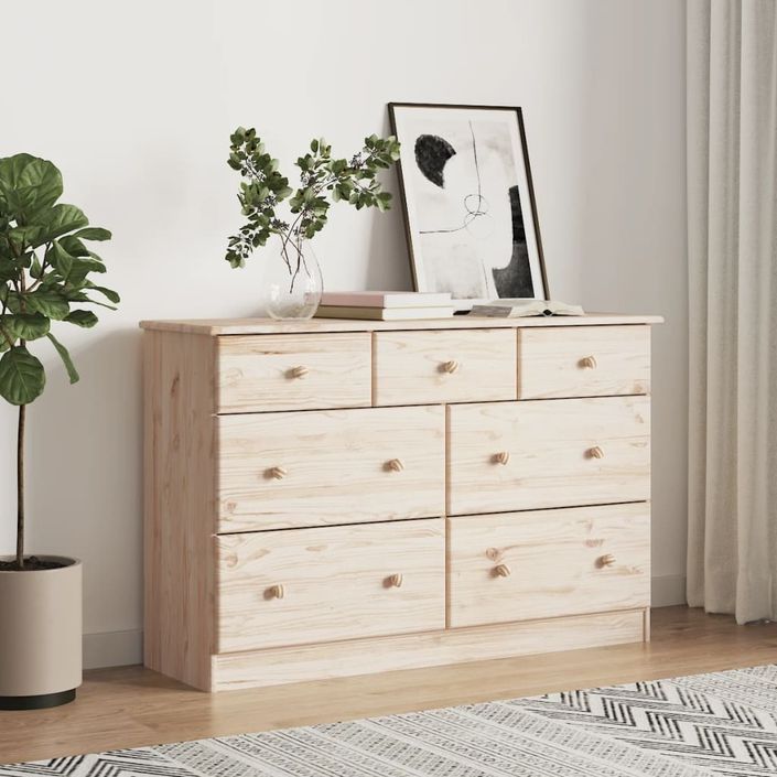 Commode en bois massif 7 tiroirs Malona 112 cm – Style intemporel et pratique - Photo n°2