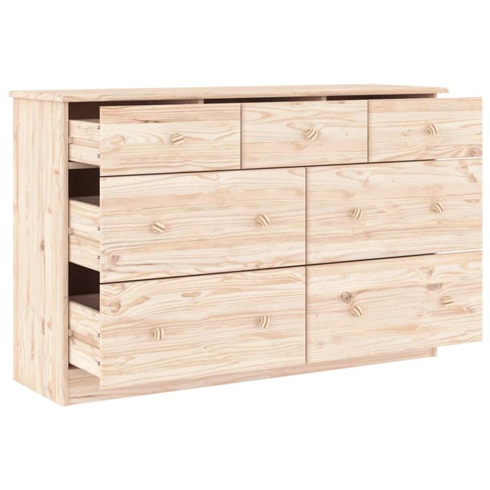 Commode en bois massif 7 tiroirs Malona 112 cm – Style intemporel et pratique - Photo n°3
