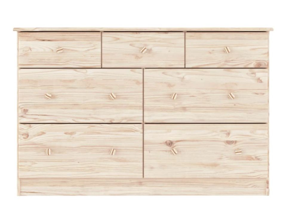 Commode en bois massif 7 tiroirs Malona 112 cm – Style intemporel et pratique - Photo n°8