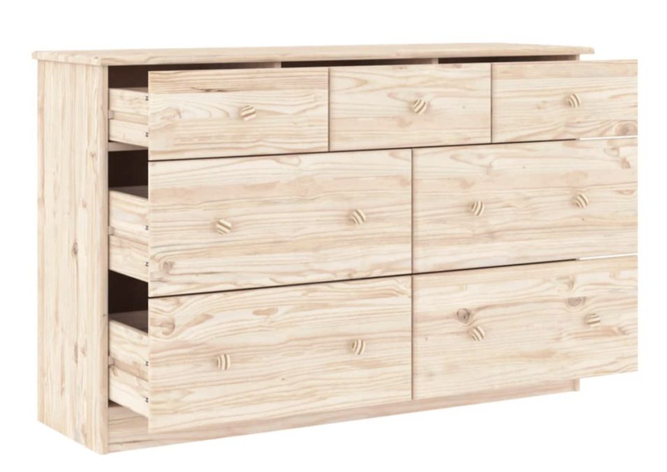 Commode en bois massif 7 tiroirs Malona 112 cm – Style intemporel et pratique - Photo n°9