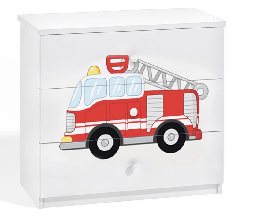 Commode enfant blanche camion de pompier 80 cm - Photo n°1
