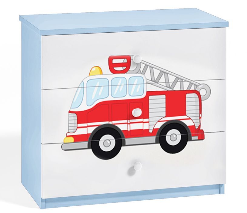 Commode enfant bleue camion de pompier 80 cm - Photo n°1