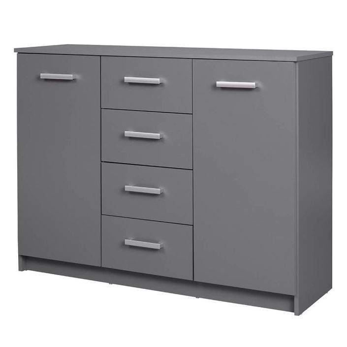 Rangement 2 portes 4 tiroirs gris graphite Reta 122 cm - Photo n°9