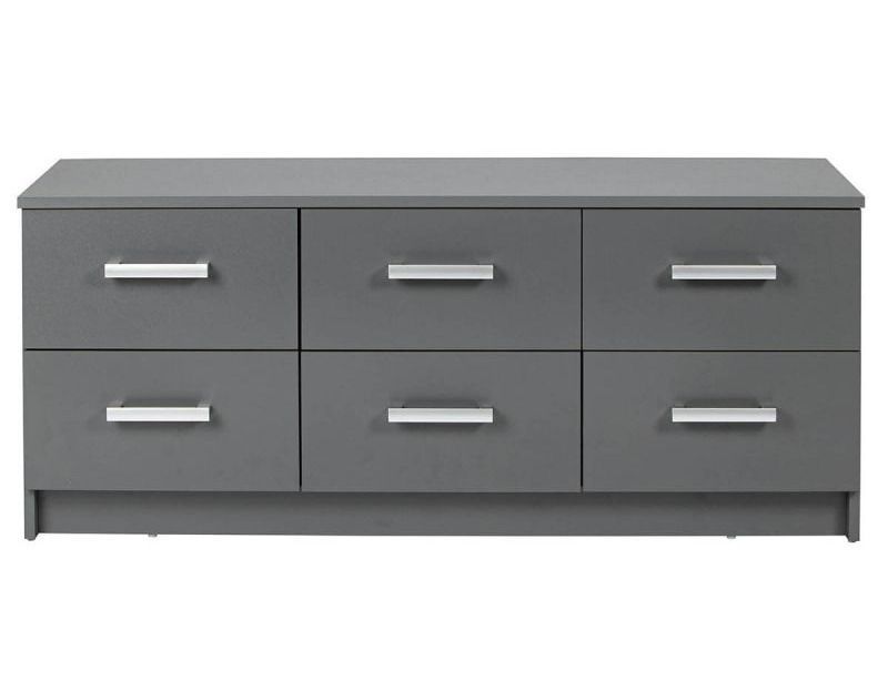 Commode gris graphite 6 tiroirs Reta 122 cm - Photo n°1