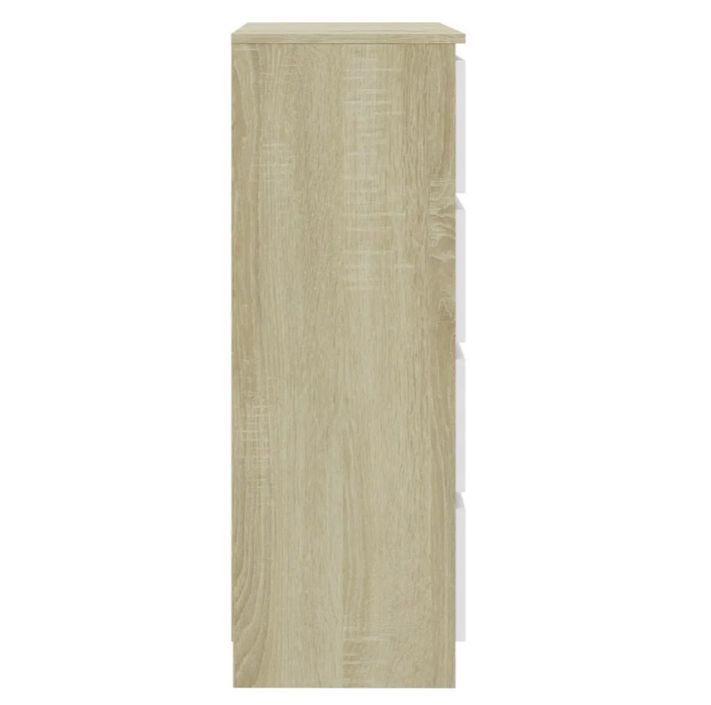 Commode haute 4 tiroirs chêne clair et bois blanc Agency - Photo n°5