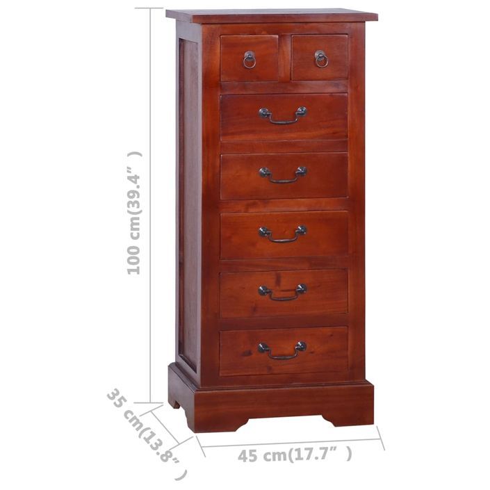 Commode Marron classique 45x35x100 cm Bois d'acajou massif - Photo n°9