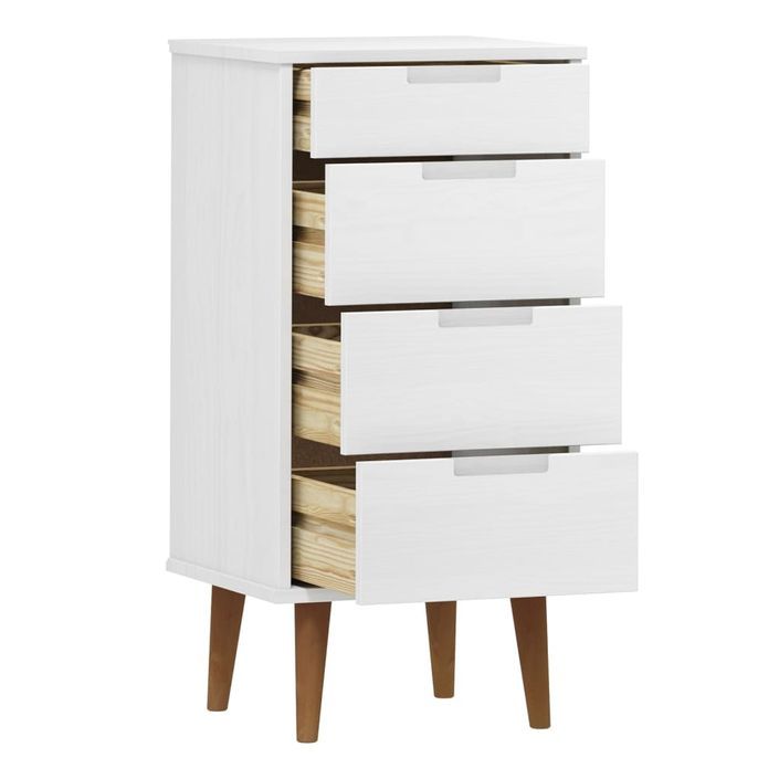 Commode MOLDE Blanc 40x35x82 cm Bois de pin massif - Photo n°5