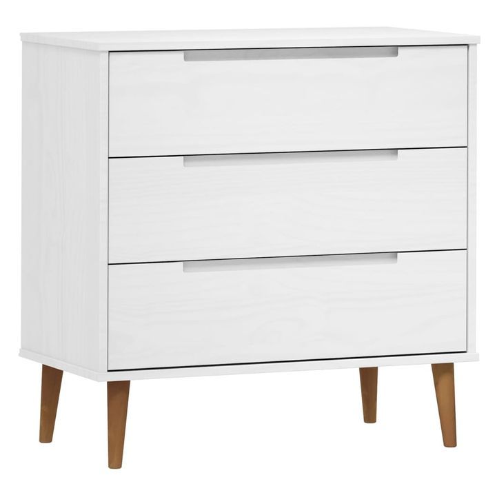 Commode MOLDE Blanc 80x40x80 cm Bois de pin massif - Photo n°1