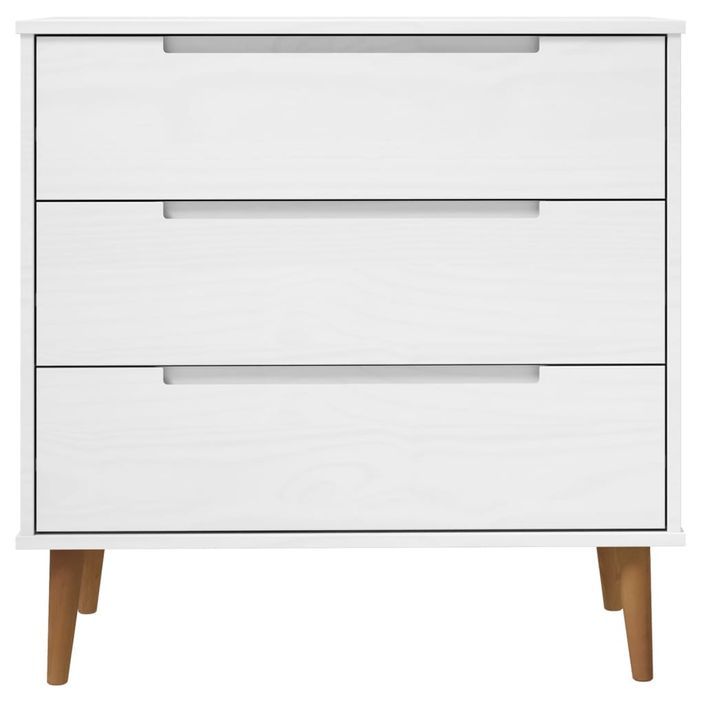 Commode MOLDE Blanc 80x40x80 cm Bois de pin massif - Photo n°4